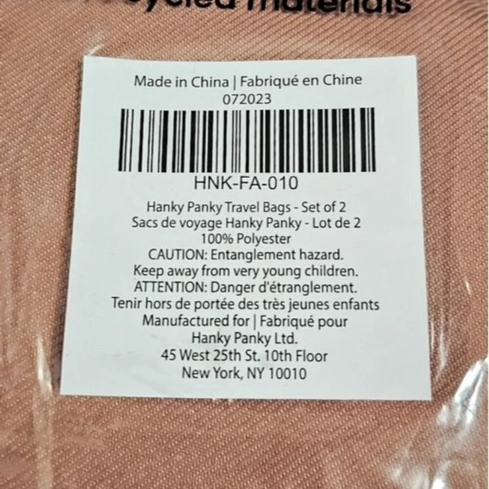 HANKY PANKY Wash‎ Wear Travel Bags Large Organizing Set of 2 Rose Gold Polyester